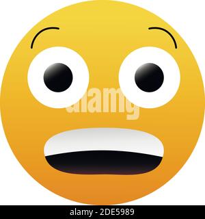 Wow Emoji. Social Media überrascht, schockiert Gesicht Symbol isoliert auf weißem Hintergrund Stock Vektor