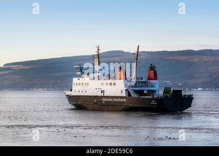 Caledonian MacBrayne MV Bute, in Wemyss Bay am Firth of Clyde, Inverclyde, Schottland, Großbritannien Stockfoto