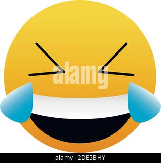 Cute sehr glücklich mit Tränen der Freude Emoticon auf weißem Hintergrund. Isolierte Vektorgrafik. Stock Vektor