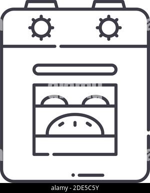 Gasherd Konzept Symbol, lineare isolierte Illustration, dünne Linie Vektor, Web-Design-Zeichen, Kontur Konzept Symbol mit editierbaren Strich auf weiß Stock Vektor