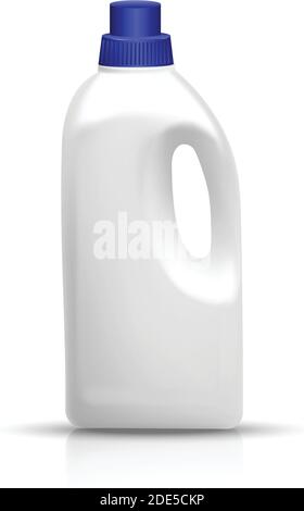 3d realistische Vektor weiße Flasche Waschmittel. Küche und Bad Utensilien und Reinigungsmittel. Isolierte Abbildung auf Weiß. Stock Vektor