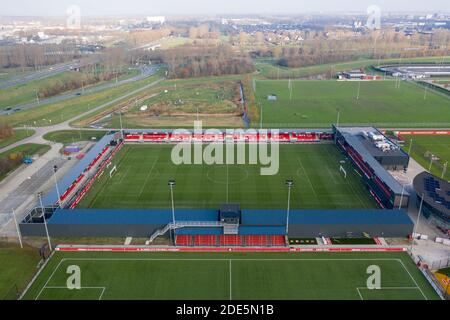 Amsterdam, Niederlande. November 2020. ALMERE, 29-11-2020, Yanmar Stadion, Saison 2020/2021, Almere City Stadion. Yanmar Stadium arial shot Credit: Pro Shots/Alamy Live News Stockfoto