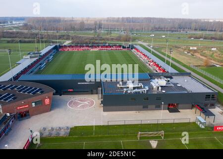 Amsterdam, Niederlande. November 2020. ALMERE, 29-11-2020, Yanmar Stadion, Saison 2020/2021, Almere City Stadion. Yanmar Stadium arial shot Credit: Pro Shots/Alamy Live News Stockfoto