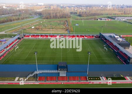 Amsterdam, Niederlande. November 2020. ALMERE, 29-11-2020, Yanmar Stadion, Saison 2020/2021, Almere City Stadion. Yanmar Stadium arial shot Credit: Pro Shots/Alamy Live News Stockfoto