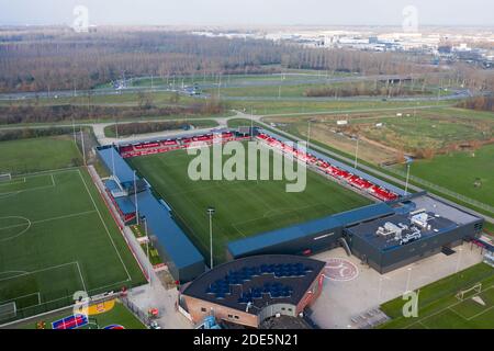 Amsterdam, Niederlande. November 2020. ALMERE, 29-11-2020, Yanmar Stadion, Saison 2020/2021, Almere City Stadion. Yanmar Stadium arial shot Credit: Pro Shots/Alamy Live News Stockfoto
