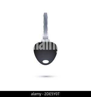 Metallisch realistischer Schlüssel mit Kunststoffgriff. Vektorgrafik auf weißem Hintergrund Stock Vektor
