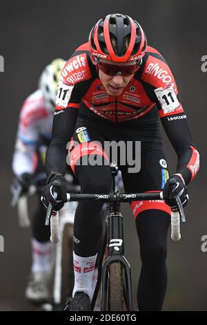 Der Belgier Michael Vanthourenhout im Einsatz beim Elite-Rennen der Männer beim Cyclocross-Radrennen in Tabor, Tschechien, der ersten Etappe Stockfoto