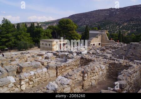 Ein Panorama der Überreste des Palastes von Knossos, Kreta Stockfoto