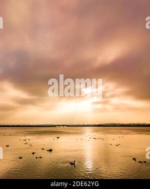 Poole, Großbritannien. November 2020. Poole, Großbritannien. Sonntag, 29. November 2020. Wunderschöner Sonnenuntergang über dem Hafen von Poole in Dorset Ende November bei britischem Wetter. Kredit: Thomas Faull/Alamy Live Nachrichten Stockfoto