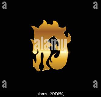 Ein Vektor Goldener Drache Monogramm Buchstabe D Stock Vektor