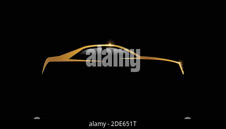 Ein Vektor-Illustration von golden umrissenen Auto-Schild Stock Vektor