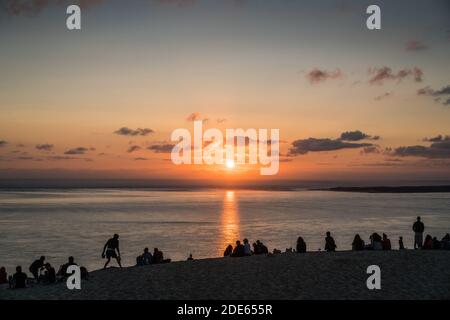 Tourist auf der Düne von Pilat, Frankreich, Europa. Stockfoto