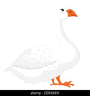 Bauernhofvogel, einheimische weiße Gans, Karikatur Geflügel Illustration. Stock Vektor
