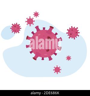 Coronavirus Bakterien Cartoon, Krankheit Epidemie 2019-ncov, covid-19 Biohazard, Medizin Grippe und Krankheit Pandemie Mikrobe. Vektorgrafik Stock Vektor