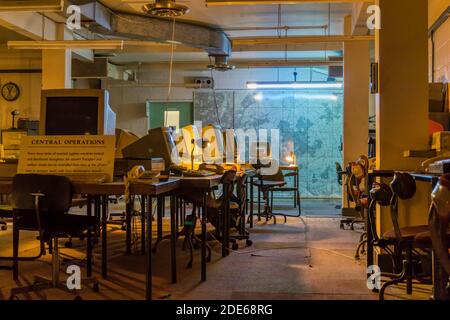 Der zentrale Operationsraum im geheimen Atombunker Kelvedon Hatch. Stockfoto