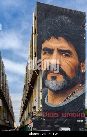 Ponticelli Neapel das Wandbild von Maradona vom Künstler Jorit Stockfoto