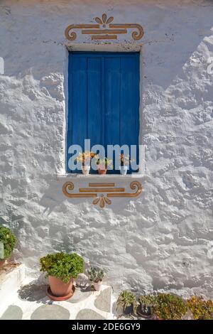 Traditionelle Inselarchitektur, im Dorf Perdika, auf Ägina Insel, Saronischer Golf, Attika, Griechenland, Europa Stockfoto