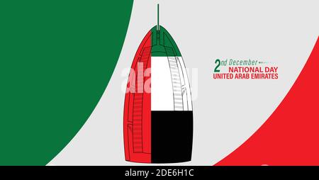 Vektor-Illustration der VAE Nationalfeiertag 2. dezember. Winkende Flagge. Abstrakt Stock Vektor