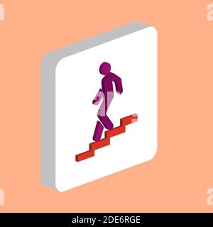 Einfaches Vektorsymbol für die Treppe nach unten. Illustration Symbol Design Vorlage für Web mobile UI-Element. Perfekte Farbe isometrisches Piktogramm auf 3d weißen Quadrat Stock Vektor