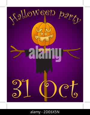 Party Halloween. Kürbis auf einer Stange. Vektorbild. Stock Vektor