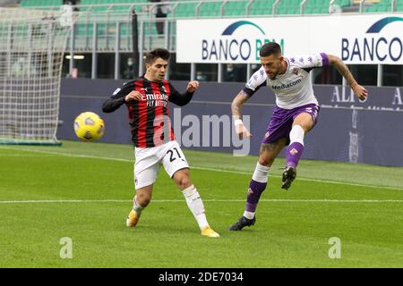 Cristiano Biraghi während der italienischen Meisterschaft Serie EIN Fußballspiel zwischen AC Mailand und AC Fiorentina am 29. November 2020 im San Siro Stadion in Mailand, Italien - Foto Morgese-Rossini / DPPI / LM Stockfoto