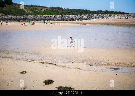 Guesclin Beach, Bretagne, Frankreich Stockfoto