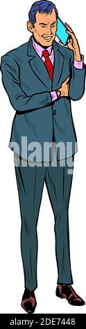 Geschäftsmann spricht auf einem Mobiltelefon Stock Vektor