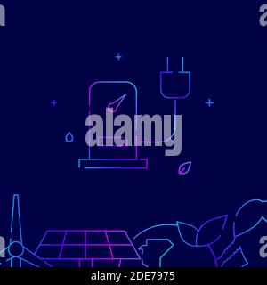 Ladestation für Elektroautos Gradientenlinie Vektor-Symbol, einfache Illustration auf einem dunkelblauen Hintergrund, Öko-Aktivismus im Zusammenhang mit unteren Rand. Stock Vektor