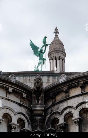 Ein Detail der Basilika des Heiligen Herzens von Paris, auf dem Gipfel des butte Montmartre, Paris, Frankreich Stockfoto