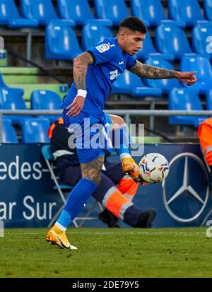 Mathias Olivera (Getafe CF) in Aktion während der La Liga Spielrunde 11 zwischen Getafe CF und Athletic Club de Bilbao im Alfonso Perez Stadion.(Endstand: Getafe CF VS Athletic Club de 1-1) Stockfoto