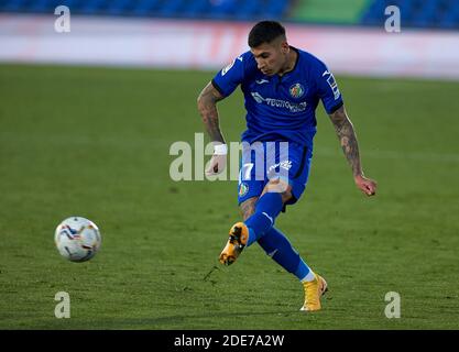 Mathias Olivera (Getafe CF) in Aktion während der La Liga Spielrunde 11 zwischen Getafe CF und Athletic Club de Bilbao im Alfonso Perez Stadion.(Endstand: Getafe CF VS Athletic Club de 1-1) Stockfoto