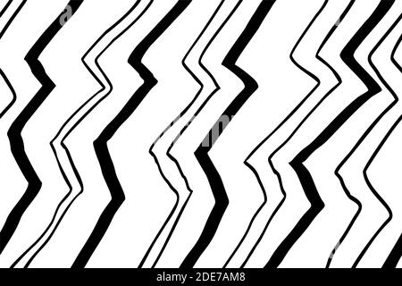 Abstrakte handgezeichnete Zickzacklinien nahtlose Vektor-Muster weiß und schwarz. Stock Vektor