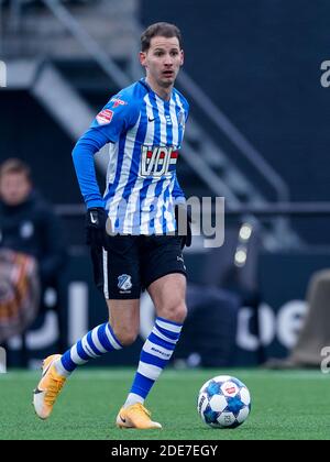 EINDHOVEN, NIEDERLANDE - NOVEMBER 29: Joey Slegers vom FC Eindhoven während des niederländischen Keukenkampioendivisie-Spiels zwischen FC Eindhoven und De Graafschap Stockfoto