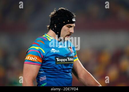 Brentford Community Stadium, London, Großbritannien. November 2020. Gallagher Premiership Rugby, London Irish versus Leicester Tigers; Harry Potter of Leicester Tigers Kredit: Action Plus Sports/Alamy Live News Stockfoto