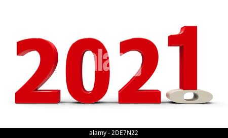 2020-2021 Veränderung stellt das neue Jahr 2021 dar, dreidimensionales Rendering, 3D-Illustration Stockfoto