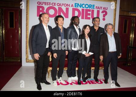 Medi Sadoun, Frederic Chau, Noom Diawara, Chantal Lauby, Ary Abittan, Christian Clavier besucht 'Quest ce qu'on a encore fait au bon dieu?' Paris Premiere im Grand Rex am 14. Januar 2019 in Paris, Frankreich. Foto von ABACAPRESS.COM Stockfoto