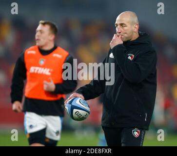 BRENTFORD, ENGLAND - NOVEMBER 29: Steve Borthwick Coach of Leicester Tigers während der Gallagher Premiership zwischen London Irish und Leicester Tigers im Brentford Community Stadium, Brentford, UK am 29. November 2020 Credit: Action Foto Sport/Alamy Live News Stockfoto