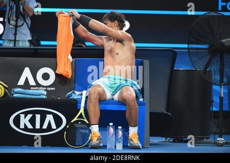 Rafael Nadal aus Spanien während seines Halbfinalmatches der Herren gegen Stefanos Tsitsipas aus Griechenland am 11. Tag der Australian Open 2019 im Melbourne Park am 24. Januar 2019 in Melbourne, Australien. Foto von Corine Dubreuil/ABACAPRESS.COM Stockfoto