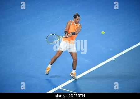 Rafael Nadal aus Spanien während seines Halbfinalmatches der Herren gegen Stefanos Tsitsipas aus Griechenland am 11. Tag der Australian Open 2019 im Melbourne Park am 24. Januar 2019 in Melbourne, Australien. Foto von Corine Dubreuil/ABACAPRESS.COM Stockfoto