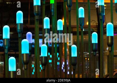 State Street Lightscape Lichtskulptur bei Nacht in Chicago Stockfoto