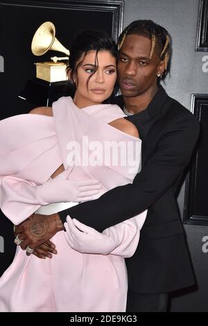 Kylie Jenner, Travis Scott nehmen am 10. Februar 2019 an den 61. Jährlichen GRAMMY Awards im Staples Center in Los Angeles, CA, USA Teil. Foto von Lionel Hahn/ABACAPRESS.COM Stockfoto