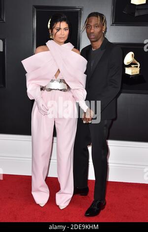 Kylie Jenner, Travis Scott nehmen am 10. Februar 2019 an den 61. Jährlichen GRAMMY Awards im Staples Center in Los Angeles, CA, USA Teil. Foto von Lionel Hahn/ABACAPRESS.COM Stockfoto