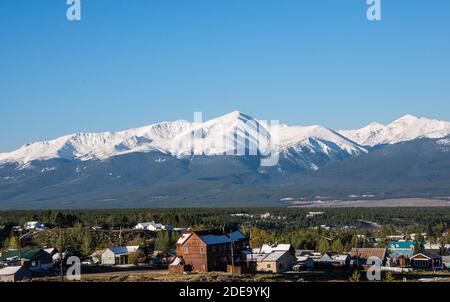 Blick auf das historische Leadville, Amerikas höchstgelegene Stadt, Colorado, USA Stockfoto