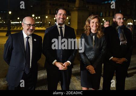 Der Vorsitzende der CRIF, Francis Kalifat, erwartet neben Justizministerin Nicole Belloubet, Innenminister Christophe Castaner und dem Innenministerium beigefügtem Juniorminister Laurent Nunez, den französischen Präsidenten und seine Frau zum 34. Jährlichen Abendessen des Vertretungsrates der jüdischen Institutionen Frankreichs (CRIF - Conseil Representatif des Institutions juives de France) am 20. Februar 2019 im Louvre Carrousel in Paris, Frankreich. Foto von Christian Liewig/ABACAPRESS.COM Stockfoto