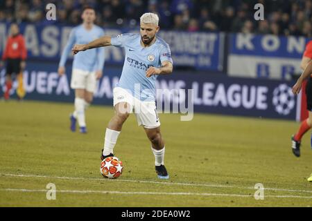 Sergio Aguero von Manchester City beim 1/8. (1.) Fußballspiel der Champions League, Schalke 04 gegen Manchester City in Gelsenkirchen, Deutschland am 20. Februar 2019. Manchester City gewann 3-2 Foto von Henri Szwarc/ABACAPRESS.COM Stockfoto