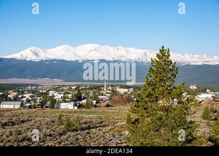 Blick auf das historische Leadville, Amerikas höchstgelegene Stadt, Colorado, USA Stockfoto