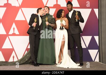Rami Malek, Gewinnerin der Kategorie „Bester Darsteller“ für „Bohemian Rhapsody“; Olivia Colman, Gewinnerin der Kategorie „Beste Darstellerin“ für „The Favorite“; Regina King, Gewinnerin der Kategorie „Beste Nebendarstellerin“ für „If Beale Street Could Talk“; Und Mahershala Ali, Gewinner des besten Nebenschauers für "Green Book", posieren im Presseraum während der 91st Annual Academy Awards in Hollywood und Highland am 24. Februar 2019 in Los Angeles, CA, USA. Foto von Lionel Hahn/ABACAPRESS.COM Stockfoto