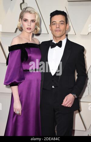 Lucy Boynton und Rami Malek, die am 24. Februar 2019 im Dolby Theater in Hollywood, Los Angeles, CA, USA, die 91. Oscar-Verleihung (Oscars) bestiegen haben. Foto von Lionel Hahn/ABACAPRESS.COM Stockfoto