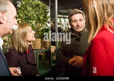 Agnès Pannier-Runacher, Secrétaire d'État auprès du Ministre de l'Économie et des Finances part à la rencontre de trois Artisans-commerçants de la rue Damrémont lors d'un déplacement sur le thème 'Femmes et artisanat' à Paris, Frankreich le 8 mars 2019. Visite du fleuriste Utrillo. Stockfoto