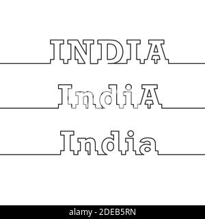 INDIEN. Der Name des Landes wird mit polygonalen Linien gezeichnet. Stock Vektor